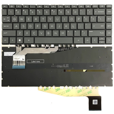 HP Pavilion 13-BE, 14-EH, 14-EY, 14-EW, backlit US keyboard gray F1 smile